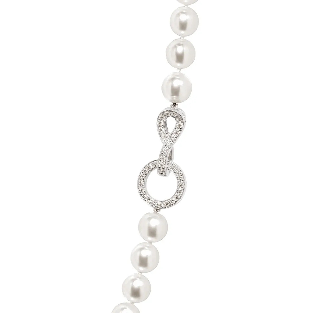 Discount Perlesmykke i hvitt gull med diamantdetaljer 0,38 ct Halssmykker