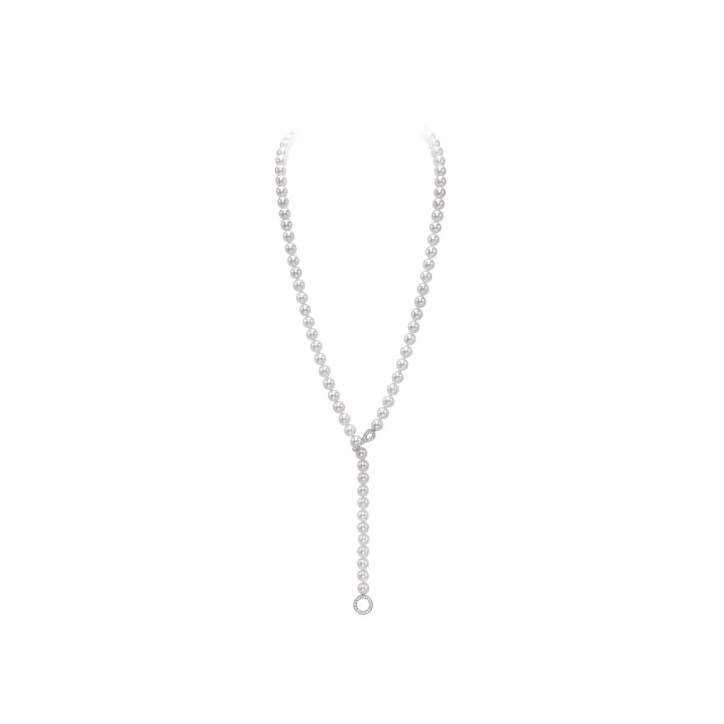 Discount Perlesmykke i hvitt gull med diamantdetaljer 0,38 ct Halssmykker