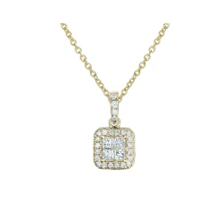 Outlet Princess cut diamantanheng 0,40 ct gult gull Halssmykker