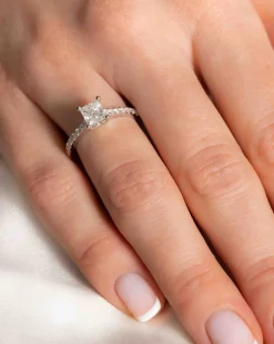 Clearance Princess cut ring med brillianter 1,20 ct Ringer