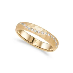 Clearance Promise Design hamret ring i gult gull 0,18 ct Ringer