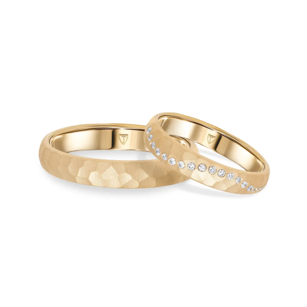 Clearance Promise Design hamret ring i gult gull 0,18 ct Ringer