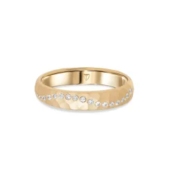 Clearance Promise Design hamret ring i gult gull 0,18 ct Ringer