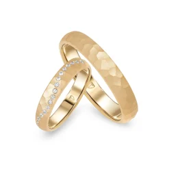 Clearance Promise Design hamret ring i gult gull 0,18 ct Ringer