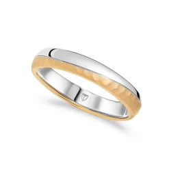 Fashion Promise giftering i hvitt og gult gull hamret 4,5 mm Ringer