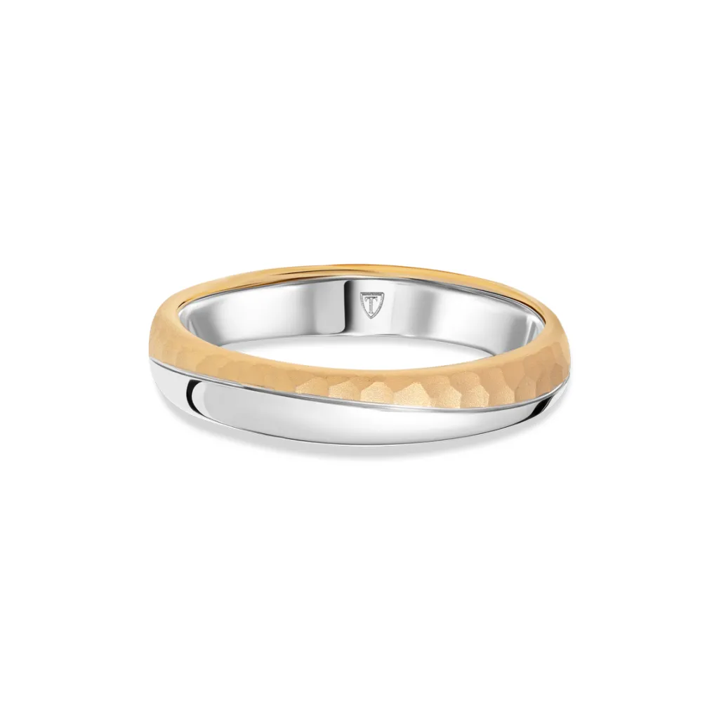 Fashion Promise giftering i hvitt og gult gull hamret 4,5 mm Ringer