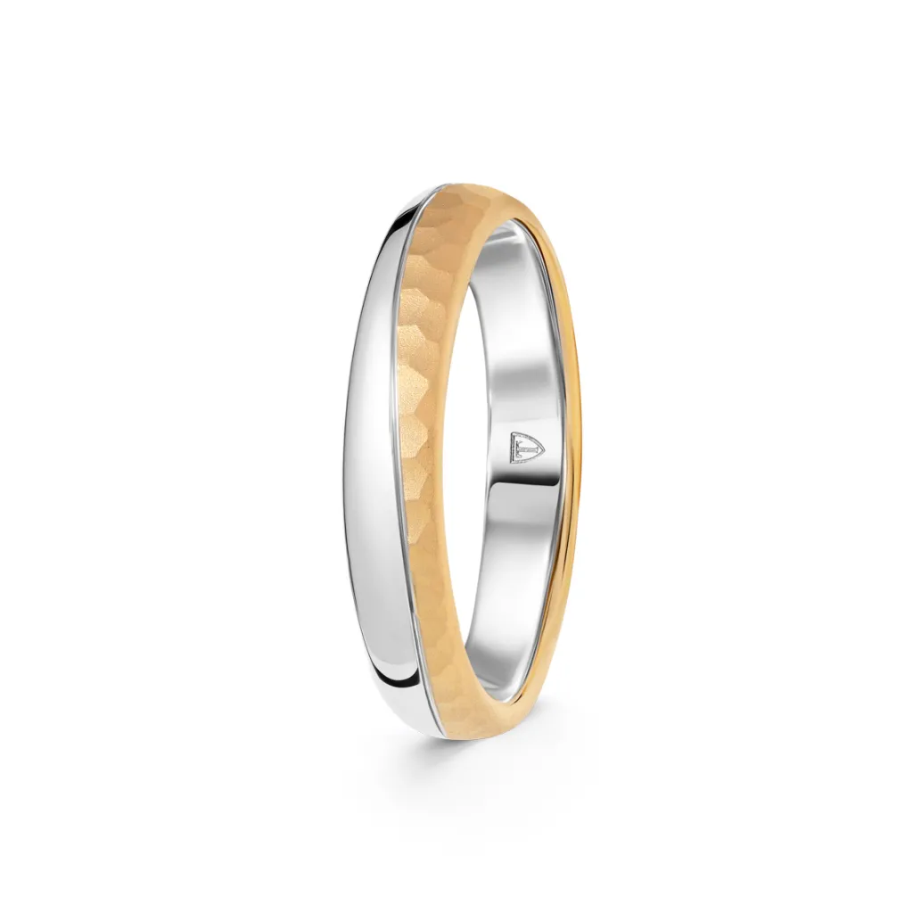 Fashion Promise giftering i hvitt og gult gull hamret 4,5 mm Ringer