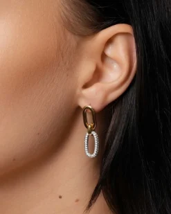 Outlet Øredobber forgylt og rhodinert med cubic zirkonia Ørepynt