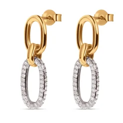 Outlet Øredobber forgylt og rhodinert med cubic zirkonia Ørepynt