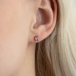 Fashion Ørepynt i gult gull med lilla ametyst Ørepynt