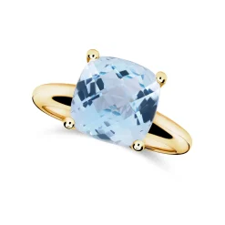 Hot Ring i gult gull med blå topas 5,37 ct Ringer