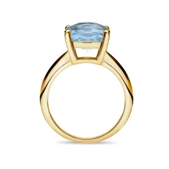 Hot Ring i gult gull med blå topas 5,37 ct Ringer
