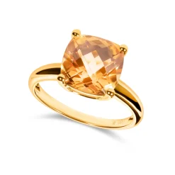 Clearance Ring i gult gull med citrin 4,10 ct Ringer