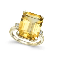 Discount Ring i gult gull med citrin 10,09 ct Ringer