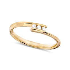 Discount Ring i gult gull med diamanter 0,06 ct. Ringer