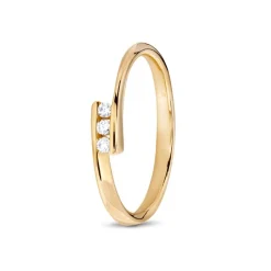 Discount Ring i gult gull med diamanter 0,06 ct. Ringer