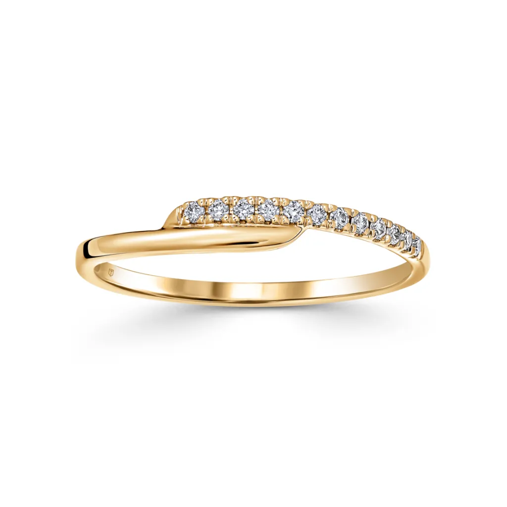 Sale Ring i gult gull med diamanter 0,08 ct Ringer