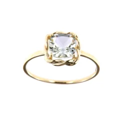 Clearance Ring i gult gull med grønn ametyst Ringer