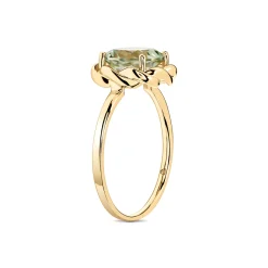 Clearance Ring i gult gull med grønn ametyst Ringer