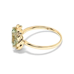Clearance Ring i gult gull med grønn ametyst Ringer