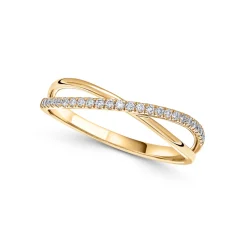 Online Ring i gult gull med kryssende bånd 0,16 ct Ringer