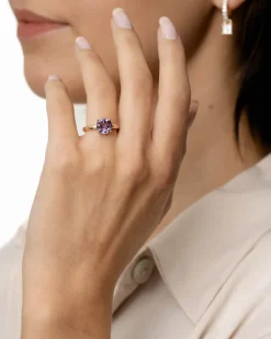 Best Ring i gult gull med lilla ametyst Ringer