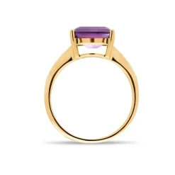 Best Ring i gult gull med lilla ametyst og diamanter 0,06 ct Ringer