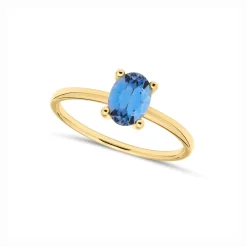 Best Ring i gult gull med London Blå topas Ringer