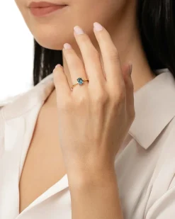 Best Ring i gult gull med London Blå topas Ringer