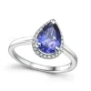 Outlet Ring i hvitt gull med dråpeformet tanzanitt og diamanter 0,10 ct Ringer
