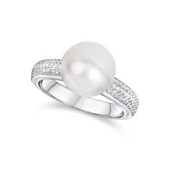 New Ring i hvitt gull med perle og diamanter 0,32 ct Ringer