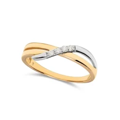 Online Ring i hvitt og gult gull med diamanter 0,05 ct Ringer