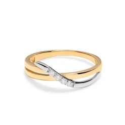 Online Ring i hvitt og gult gull med diamanter 0,05 ct Ringer