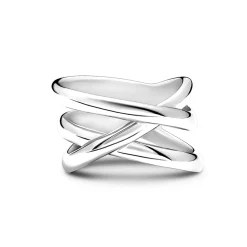 Best Ring i rhodinert sølv med overlappende bånd Ringer