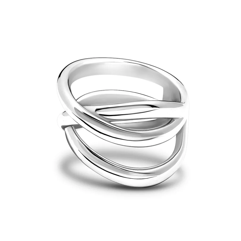 Best Ring i rhodinert sølv med overlappende bånd Ringer
