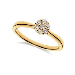 Discount Rosett diamantring gult gull 0,24 ct Ringer