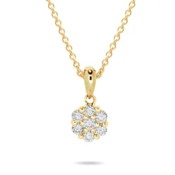Outlet Rosettanheng i gult gull med diamanter 0,20 ct Halssmykker