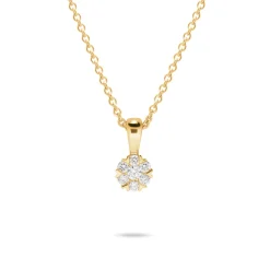 Outlet Rosettanheng med diamanter i gult gull 0,10 ct Halssmykker
