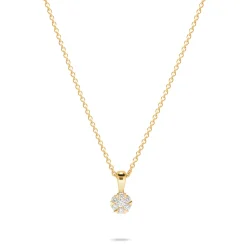 Outlet Rosettanheng med diamanter i gult gull 0,10 ct Halssmykker