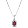 Fashion Rosettanheng med rubin og diamanter 0,15 ct Halssmykker