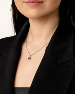 Fashion Rosettanheng med rubin og diamanter 0,15 ct Halssmykker