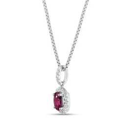 Fashion Rosettanheng med rubin og diamanter 0,15 ct Halssmykker