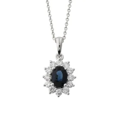Outlet Rosettanheng med safir og diamant 0,55 ct Halssmykker