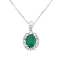 Hot Rosettanheng med smaragd og diamanter 0,42 ct Halssmykker