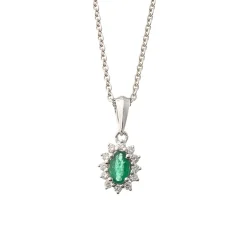 Sale Rosettanheng med smaragd og diamanter 0,10 ct Halssmykker