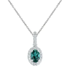 Outlet Rosettanheng med smaragd og diamanter 0,15 ct Halssmykker
