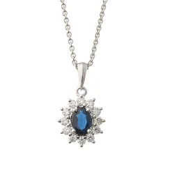 Best Rosettanheng safir 0,67 ct og 0,26 ct diamanter Halssmykker