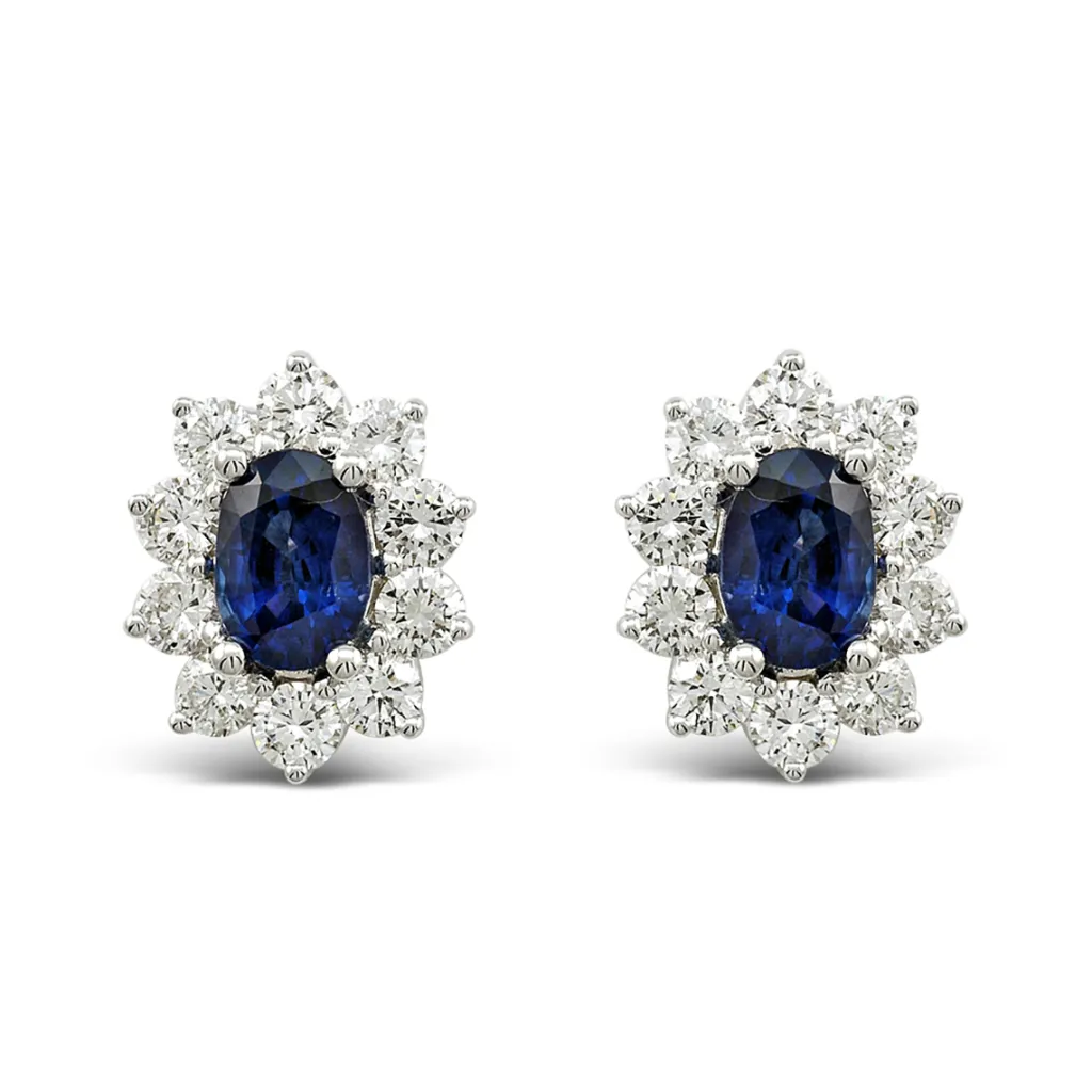 Best Rosettørepynt i hvitt gull med safir 1,71 ct Ørepynt