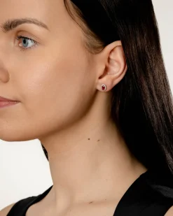 Fashion Rosettørepynt i hvitt gull med diamanter 0,14 ct og rubin Ørepynt