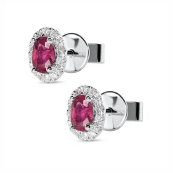Fashion Rosettørepynt i hvitt gull med diamanter 0,14 ct og rubin Ørepynt
